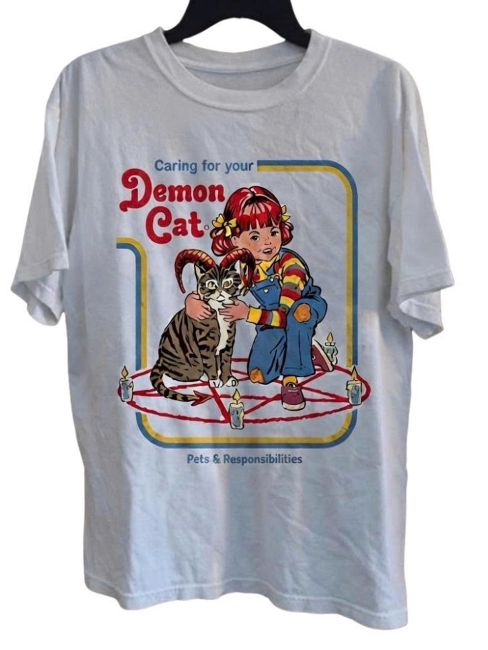 Demon Cat Graphic Tee - White